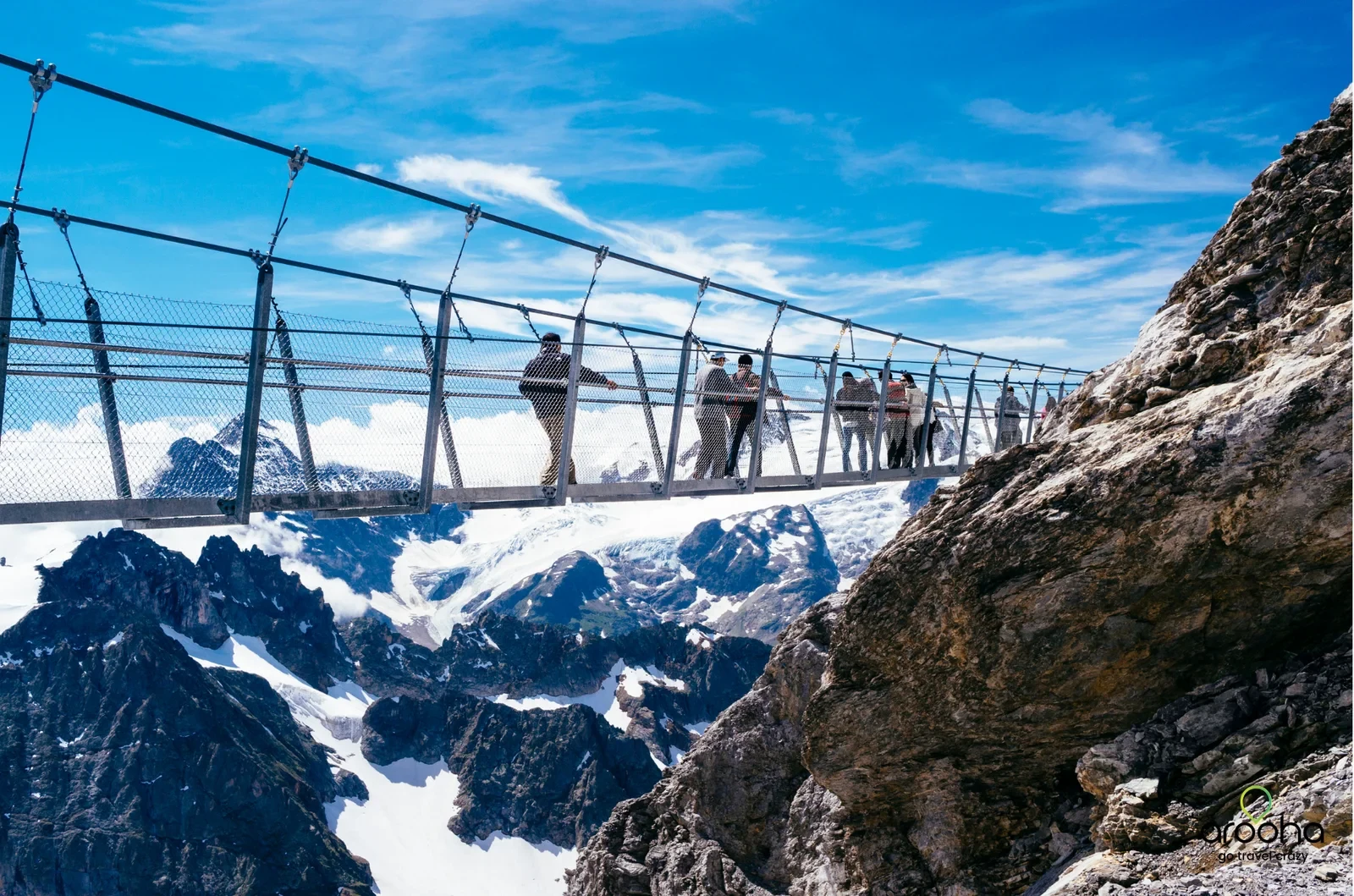 Mt. Titlis suspension bridge and Swiss Alps — Europe Winter in the Alps